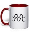 Mug with a colored handle Aquarius sign red фото