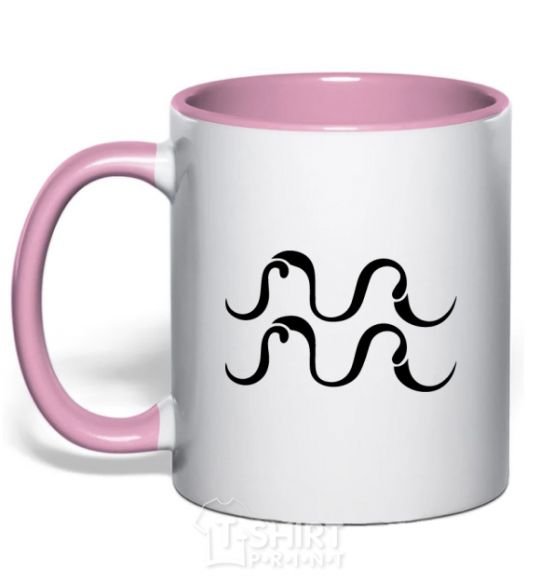 Mug with a colored handle Aquarius sign light-pink фото