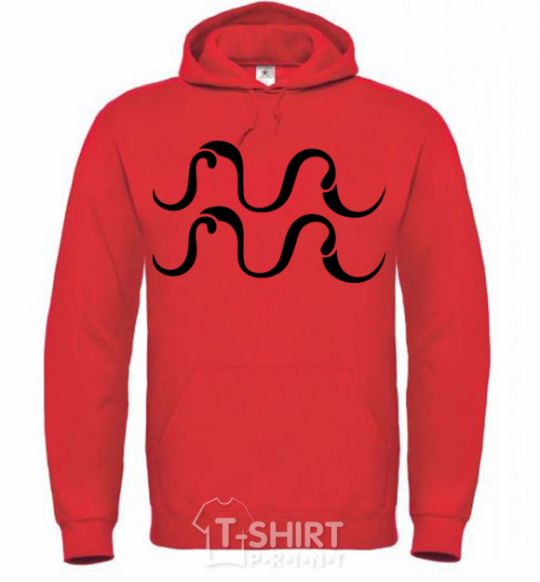 Men`s hoodie Aquarius sign bright-red фото