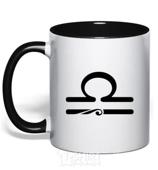 Mug with a colored handle Libra sign black фото