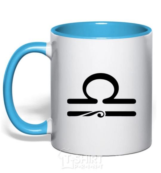 Mug with a colored handle Libra sign sky-blue фото