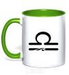 Mug with a colored handle Libra sign kelly-green фото