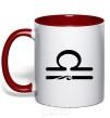 Mug with a colored handle Libra sign red фото