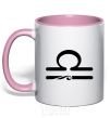 Mug with a colored handle Libra sign light-pink фото
