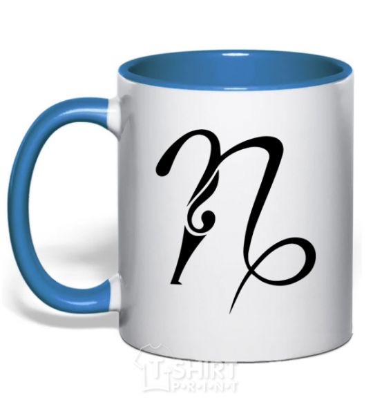 Mug with a colored handle Capricorn sign royal-blue фото