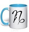 Mug with a colored handle Capricorn sign sky-blue фото