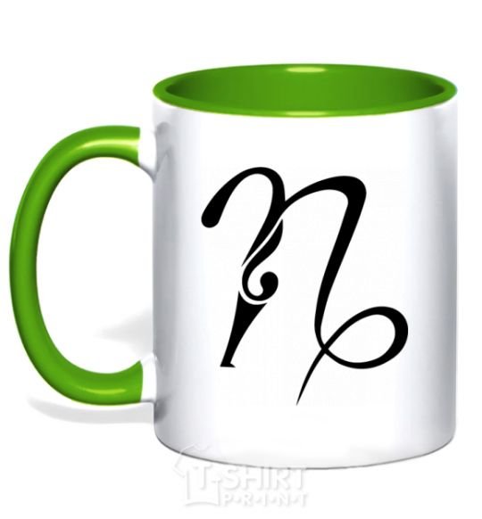 Mug with a colored handle Capricorn sign kelly-green фото