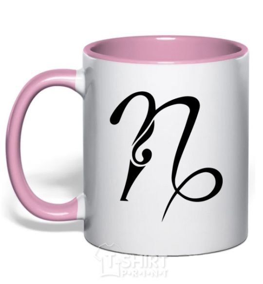Mug with a colored handle Capricorn sign light-pink фото