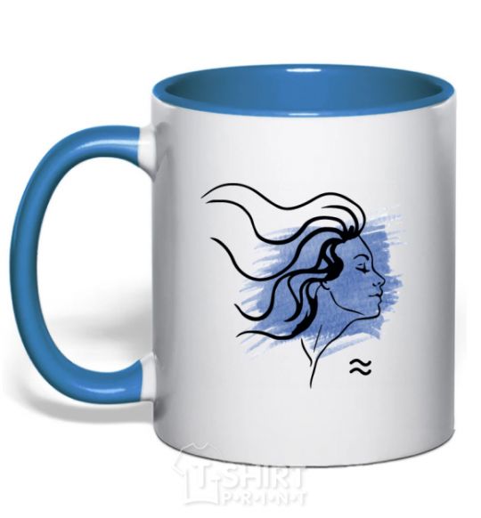 Mug with a colored handle Aquarius girl royal-blue фото