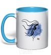 Mug with a colored handle Aquarius girl sky-blue фото
