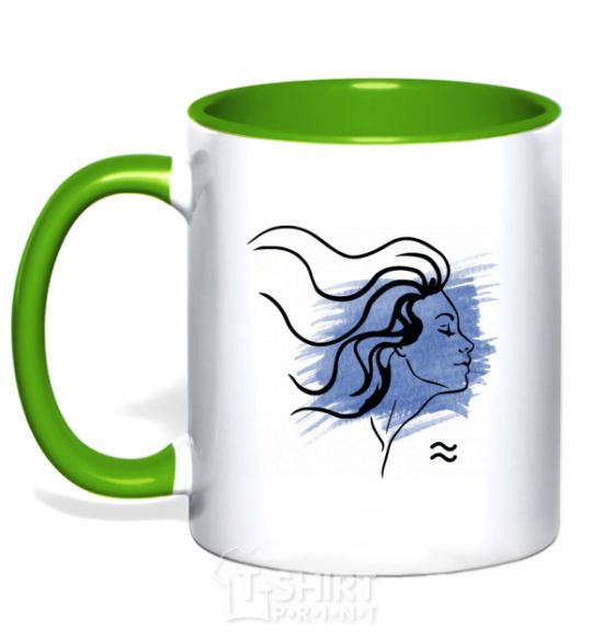 Mug with a colored handle Aquarius girl kelly-green фото