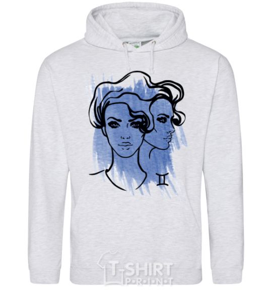 Men`s hoodie Gemini girl sport-grey фото