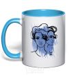 Mug with a colored handle Gemini girl sky-blue фото