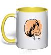 Mug with a colored handle Aries girl yellow фото