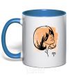 Mug with a colored handle Aries girl royal-blue фото