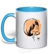 Mug with a colored handle Aries girl sky-blue фото