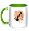 Mug with a colored handle Aries girl kelly-green фото