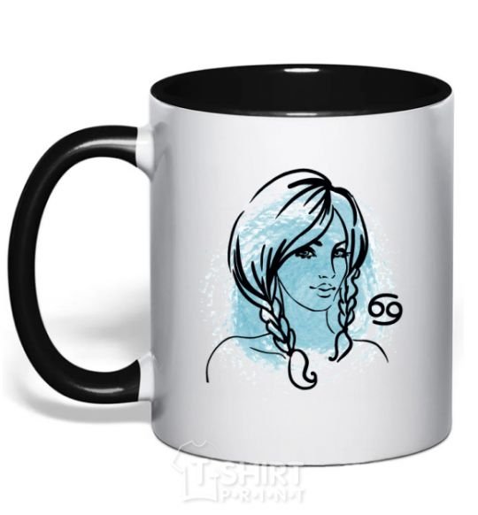 Mug with a colored handle Cancer girl black фото