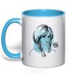 Mug with a colored handle Cancer girl sky-blue фото