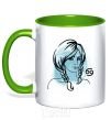 Mug with a colored handle Cancer girl kelly-green фото