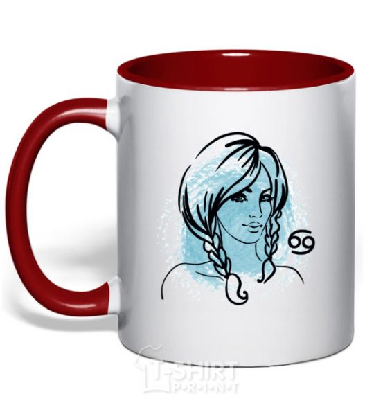 Mug with a colored handle Cancer girl red фото