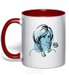 Mug with a colored handle Cancer girl red фото