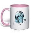 Mug with a colored handle Cancer girl light-pink фото