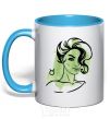 Mug with a colored handle Taurus girl sky-blue фото