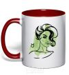 Mug with a colored handle Taurus girl red фото