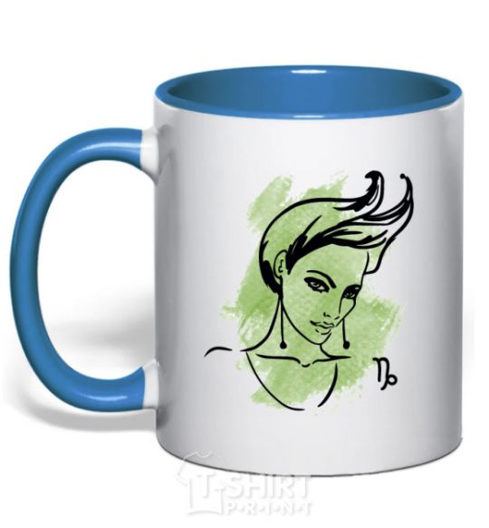 Mug with a colored handle Capricorn girl royal-blue фото