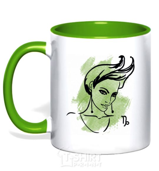 Mug with a colored handle Capricorn girl kelly-green фото