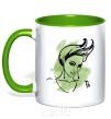 Чашка с цветной ручкой Козерог девушка Зеленый фото