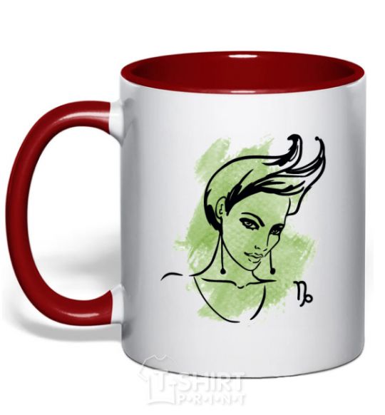 Mug with a colored handle Capricorn girl red фото
