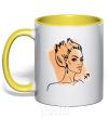 Mug with a colored handle Sagittarius girl yellow фото