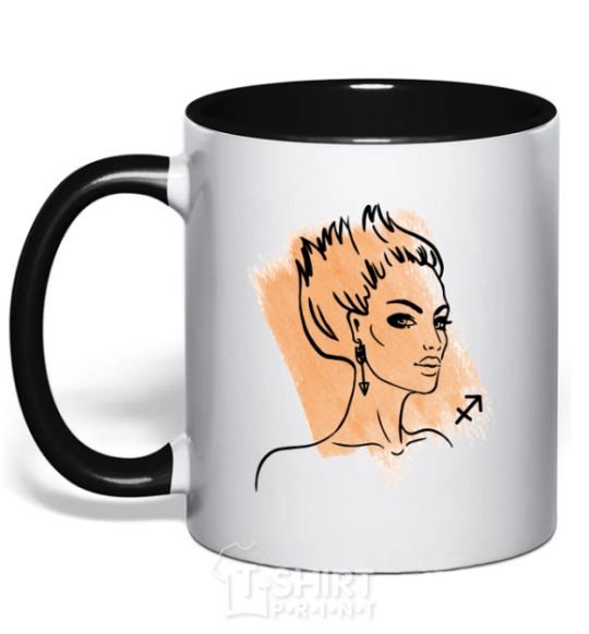 Mug with a colored handle Sagittarius girl black фото