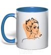 Mug with a colored handle Sagittarius girl royal-blue фото