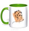 Mug with a colored handle Sagittarius girl kelly-green фото