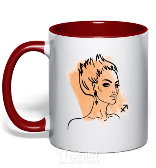 Mug with a colored handle Sagittarius girl red фото