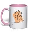 Mug with a colored handle Sagittarius girl light-pink фото