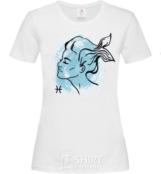 Женская футболка Рыбы девушка Белый фото