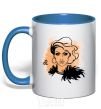 Mug with a colored handle Lion girl royal-blue фото