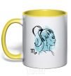 Mug with a colored handle Scorpio girl yellow фото