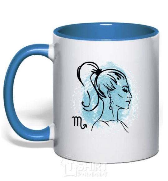 Чашка с цветной ручкой Скорпион девушка Ярко-синий фото