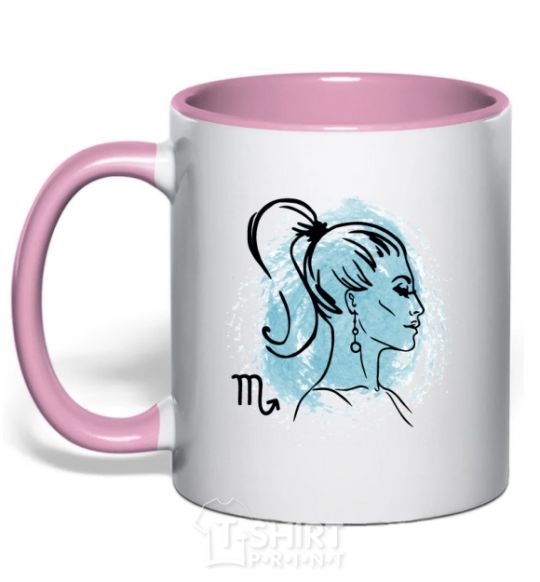 Mug with a colored handle Scorpio girl light-pink фото