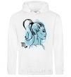 Men`s hoodie Scorpio girl White фото