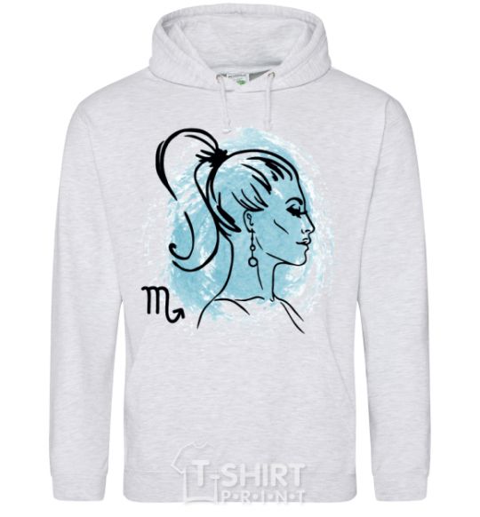 Men`s hoodie Scorpio girl sport-grey фото