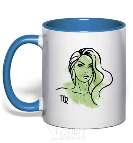 Mug with a colored handle Virgo girl royal-blue фото