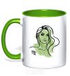 Mug with a colored handle Virgo girl kelly-green фото