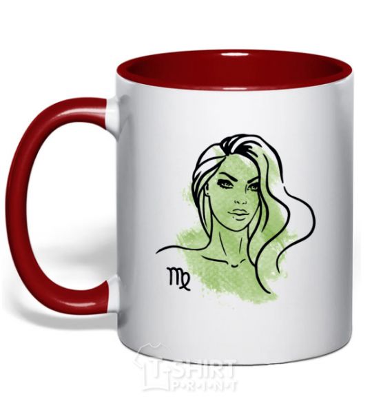 Mug with a colored handle Virgo girl red фото