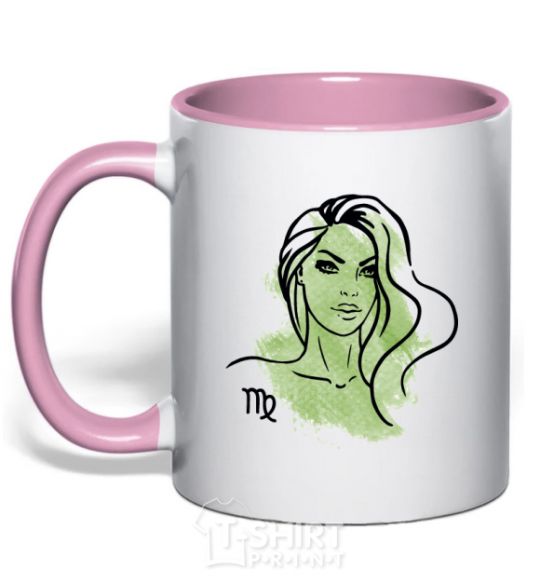 Mug with a colored handle Virgo girl light-pink фото